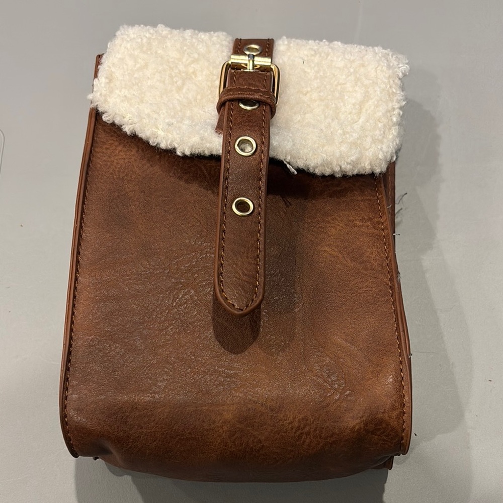 - Mudd Brown Leather Bag with Cream Accent